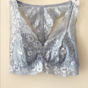 Silver and Powder Blue Lacey Bandaeus